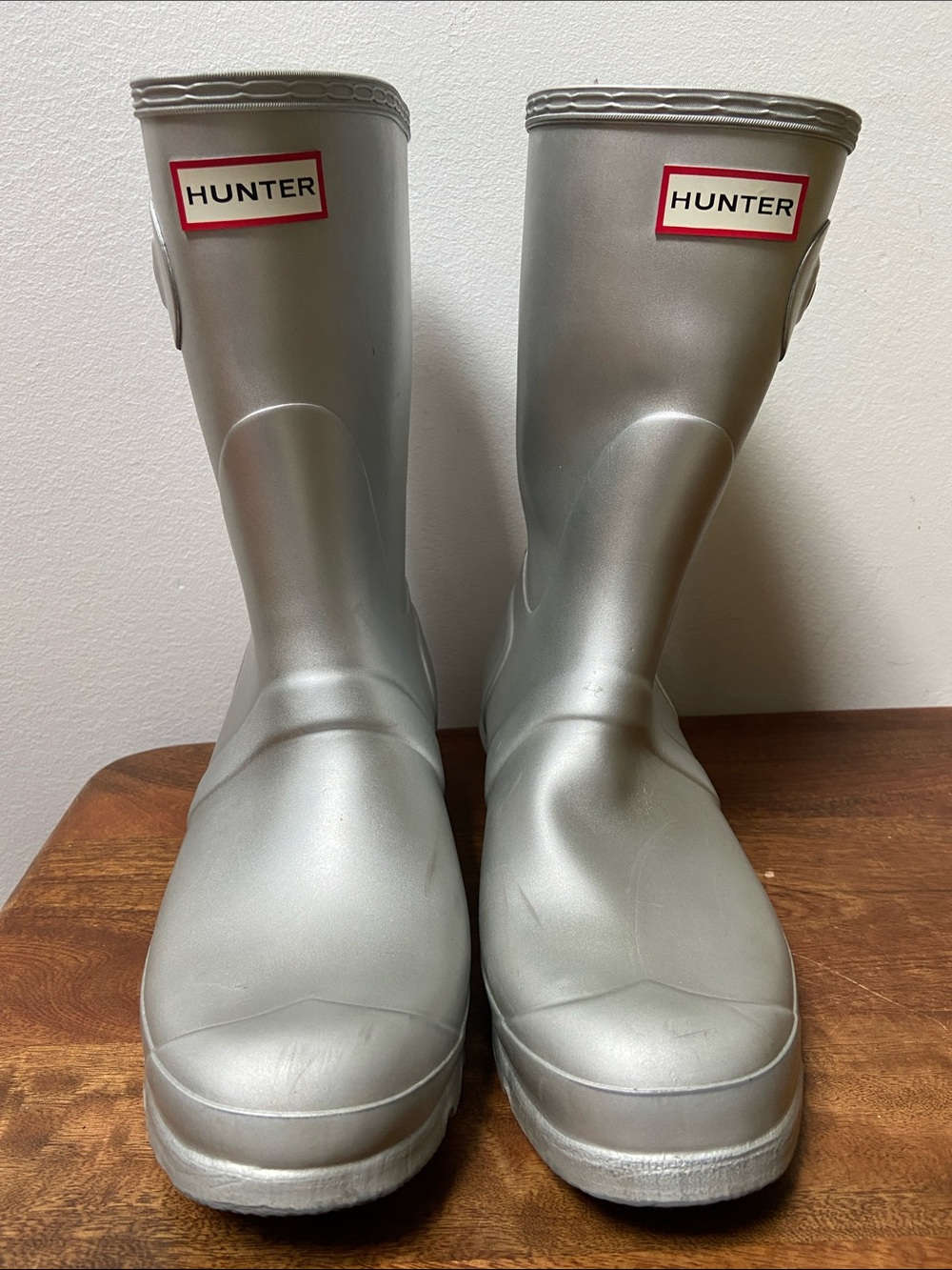 Hunter Metallic Silver Short Rain Boots